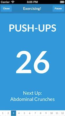 7 Minute Workout version 1 workout timer screen