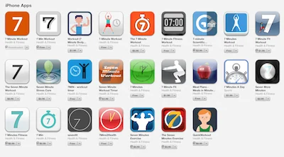 Competing 7 minute workout apps in the App Store