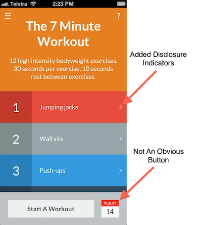 The workout log button users didn't realise was tappable