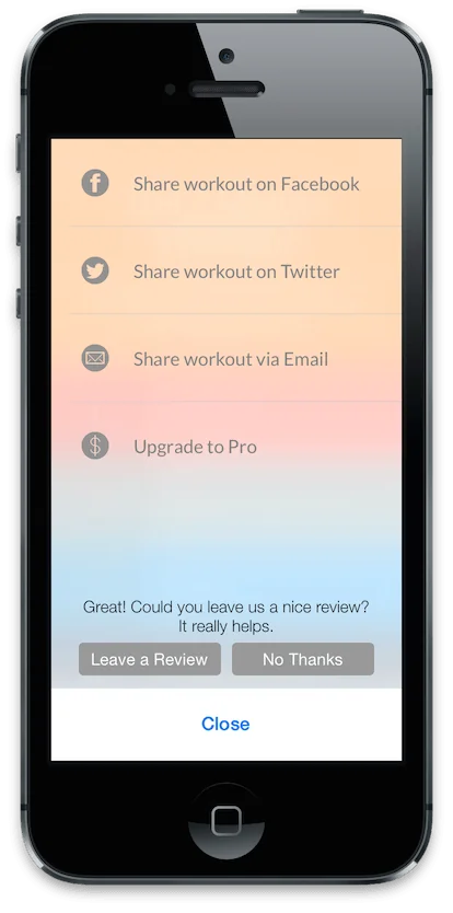 Prompt asking the user to leave a review