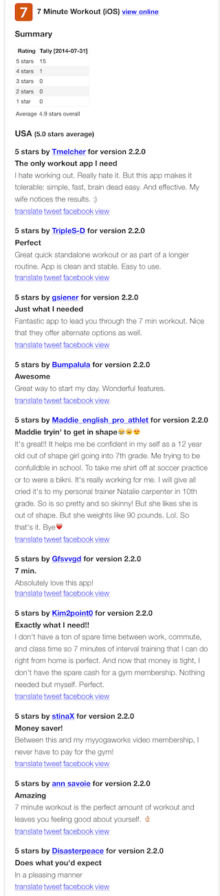 Reviews from the Appbot daily digest