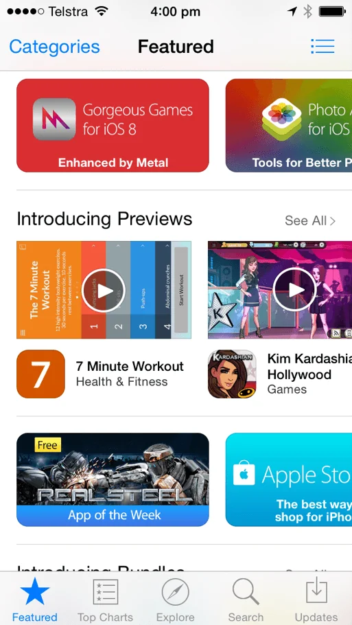 7 Minute Workout featured for its App Preview video