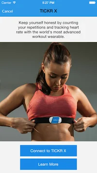 7 Minute Workout connecting to the Wahoo TICKR X
