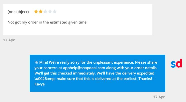 A developer reply setting out a concrete plan to resolve an order problem