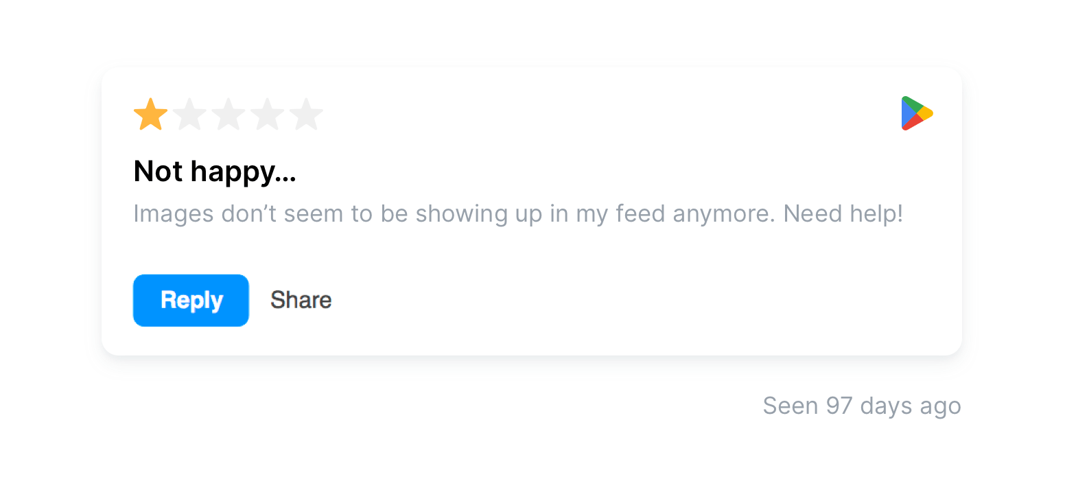 Unreplied review on Google Play